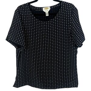 Vintage Talbots Classic Pure Silk Short Sleeve Geo Lined Blouse 16